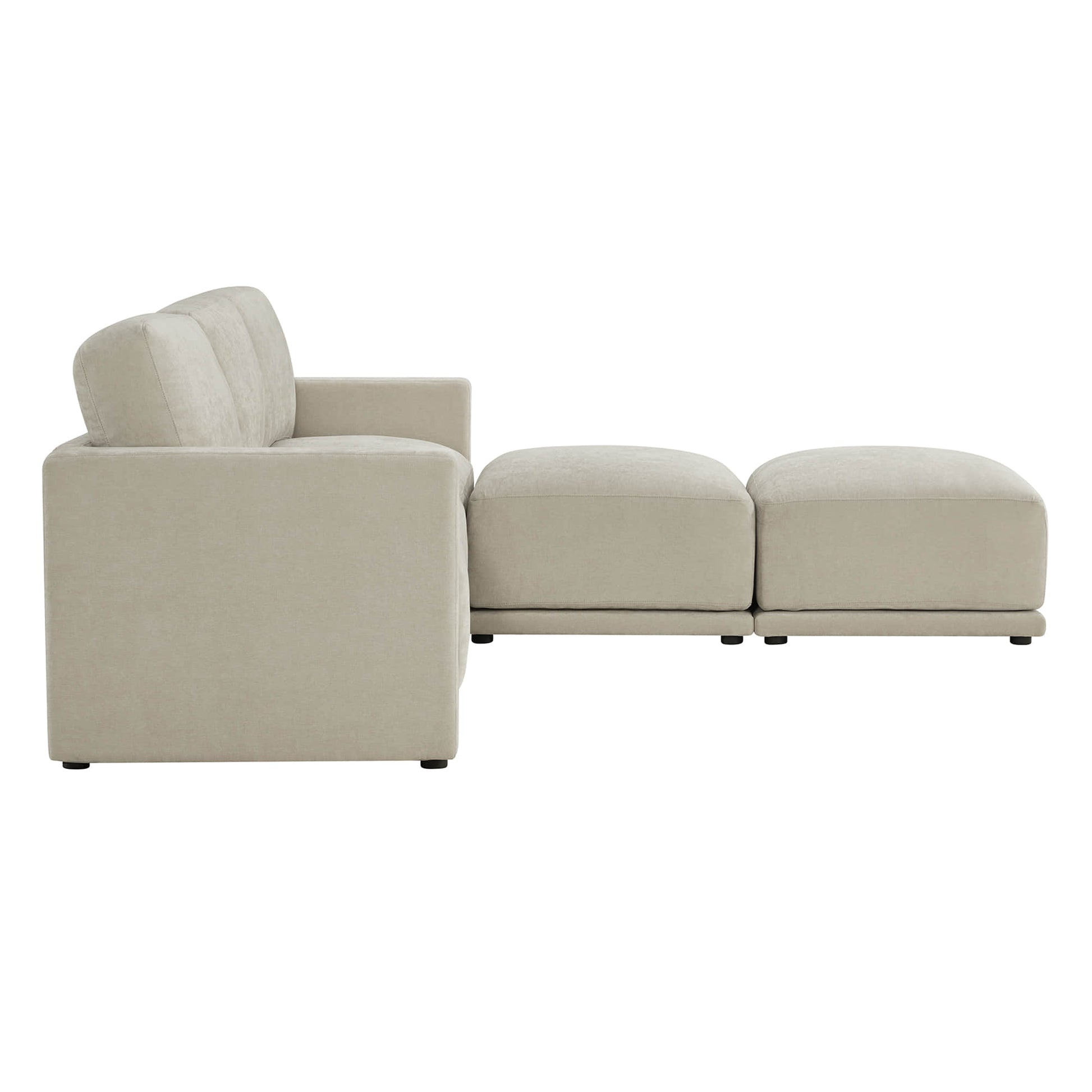 Sleek profile of durable sofa from the side