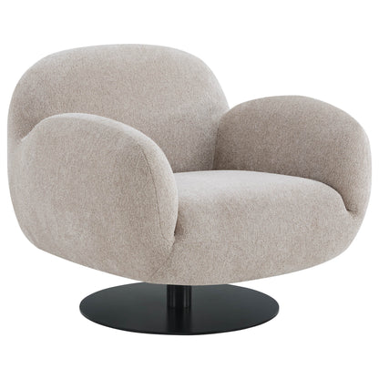 Cloud Puffy Genuine Leather Swivel Accent Chair
