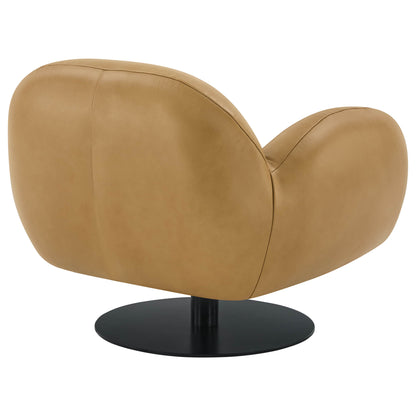 Cloud Puffy Genuine Leather Swivel Accent Chair