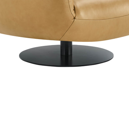 Cloud Puffy Genuine Leather Swivel Accent Chair
