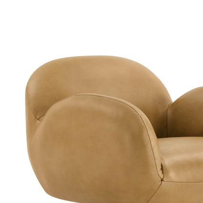 Cloud Puffy Genuine Leather Swivel Accent Chair