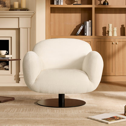 Cloud Puffy Genuine Leather Swivel Accent Chair