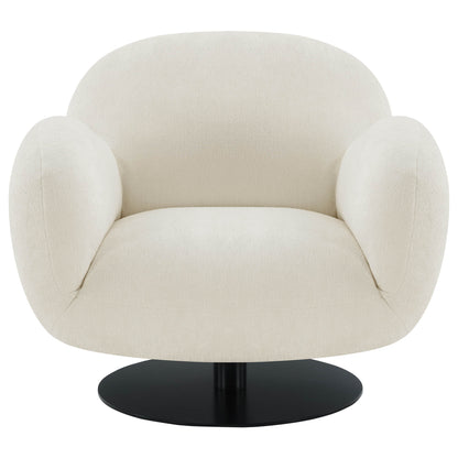 Cloud Puffy Genuine Leather Swivel Accent Chair