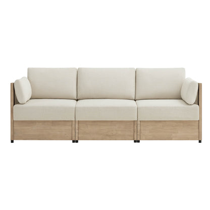 Clover Acacia Wood Rope Outdoor 3-Seat Modular Sofa