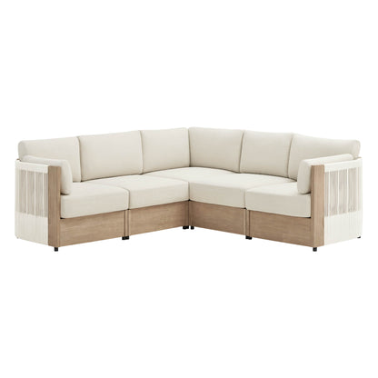 Clover Acacia Wood Rope Outdoor Modular Sectional Set