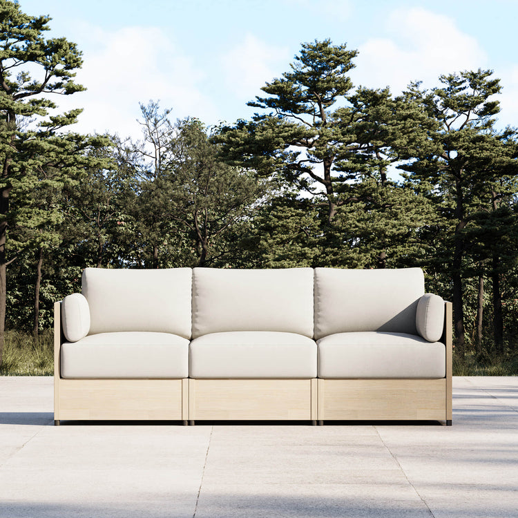 Clover Acacia Wood Rope Outdoor 3-Seat Modular Sofa