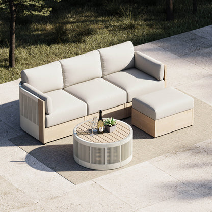 Clover Acacia Wood Rope Outdoor Modular Sofa Set