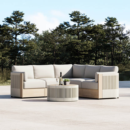 Clover Acacia Wood Rope Outdoor Modular Sectional Set