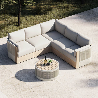 Clover Acacia Wood Rope Outdoor Modular Sectional Set