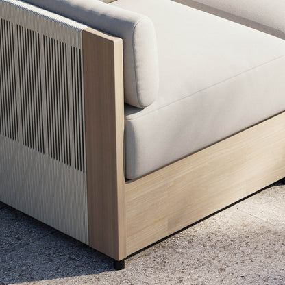Clover Acacia Wood Rope Outdoor 3-Seat Modular Sofa