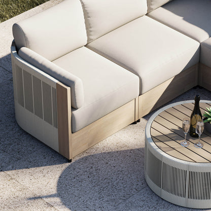 Clover Acacia Wood Rope Outdoor Modular Sectional Set