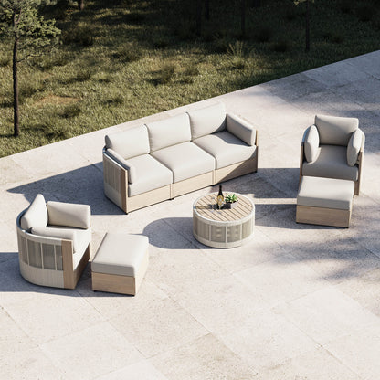 Clover Acacia Wood Rope Outdoor Modular Sofa Set