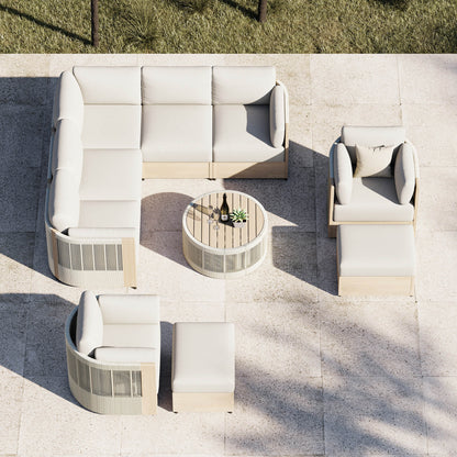 Clover Acacia Wood Rope Outdoor Modular Sectional Set