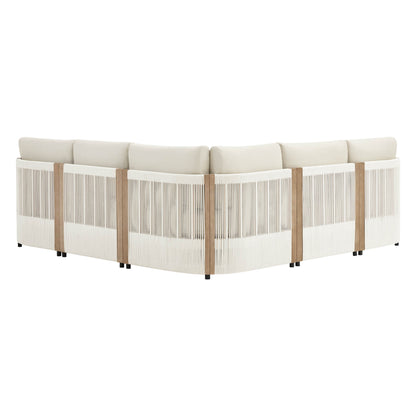 Clover Acacia Wood Rope Outdoor 5-Seat Modular Sofa