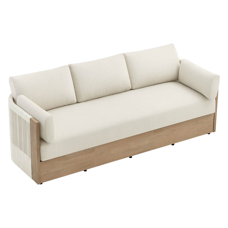 Clover Acacia Wood Rope Outdoor Fully-assembled 3-Seater Sofa