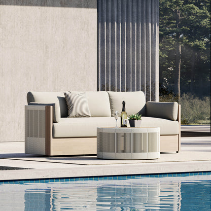 Clover Acacia Wood Rope Outdoor Fully-assembled 3-Seater Sofa