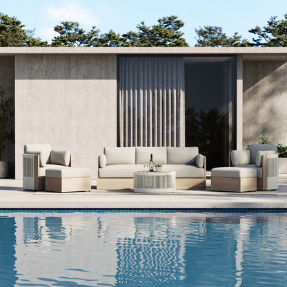 Clover Acacia Wood Rope Outdoor Patio Sofa Set