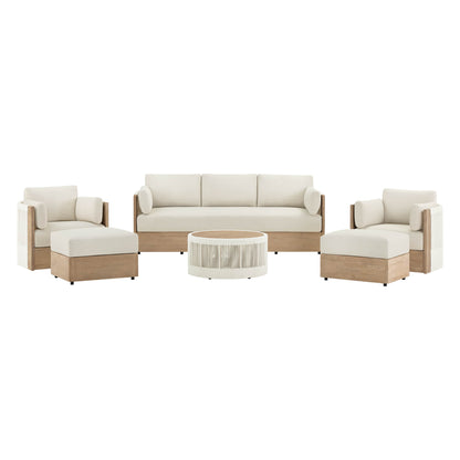 Clover Acacia Wood Rope Outdoor Patio Sofa Set