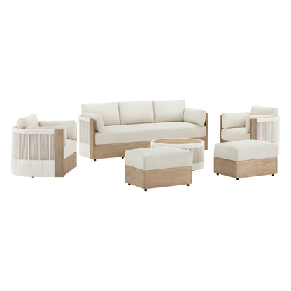 Clover Acacia Wood Rope Outdoor Patio Sofa Set