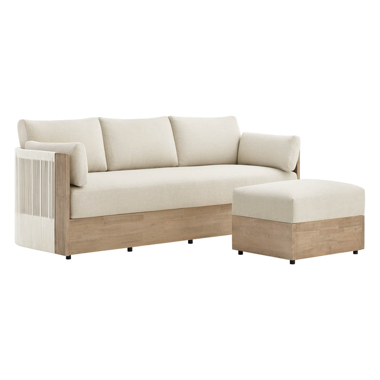 Clover Acacia Wood Rope Outdoor Fully-assembled 3-Seater Sofa
