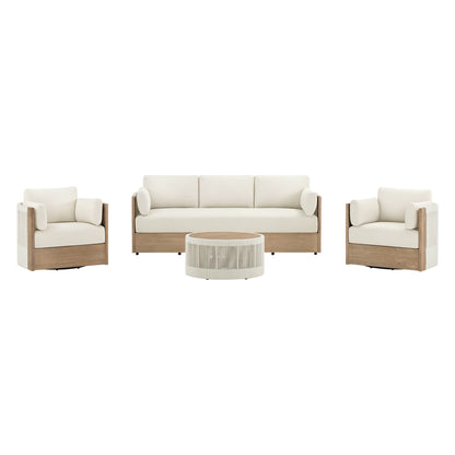 Clover Acacia Wood Rope Outdoor Patio Sofa Set