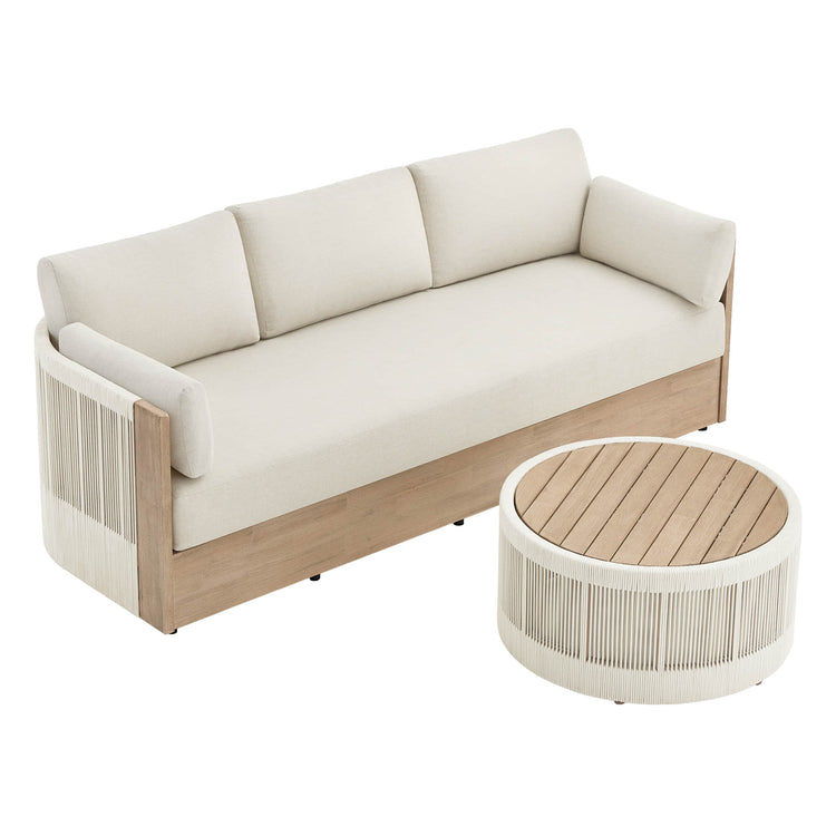 Clover Acacia Wood Rope Outdoor Fully-assembled 3-Seater Sofa