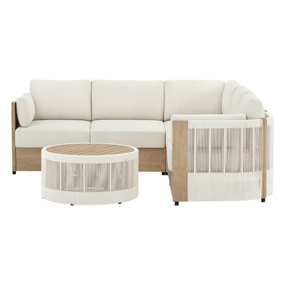 Clover Acacia Wood Rope Outdoor Modular Sectional Set