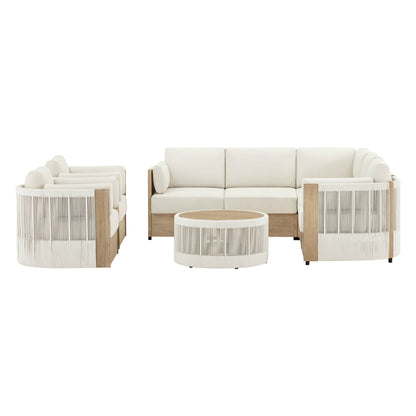 Clover Acacia Wood Rope Outdoor Modular Sectional Set
