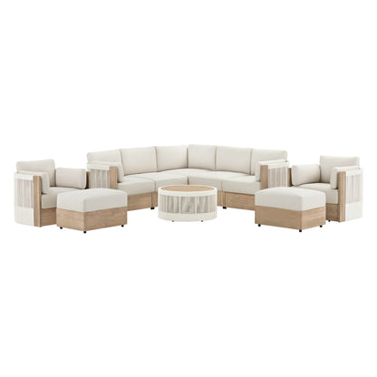 Clover Acacia Wood Rope Outdoor Modular Sectional Set