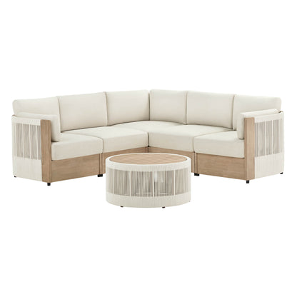 Clover Acacia Wood Rope Outdoor Modular Sectional Set