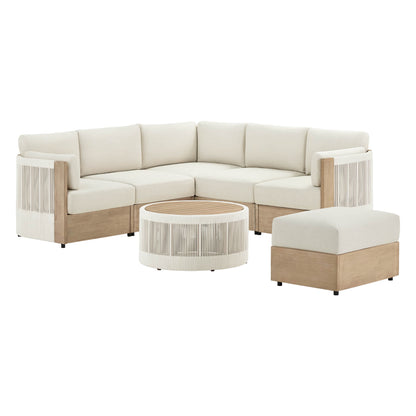 Clover Acacia Wood Rope Outdoor Modular Sectional Set