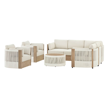 Clover Acacia Wood Rope Outdoor Modular Sectional Set