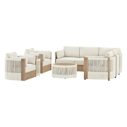 Clover Acacia Wood Rope Outdoor Modular Sectional Set