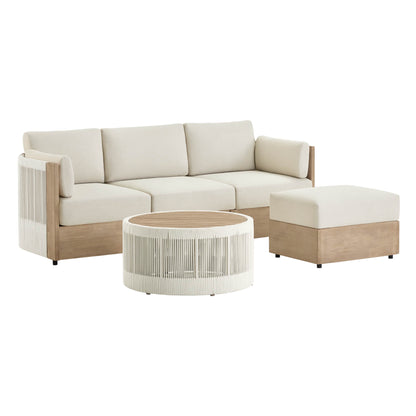 Clover Acacia Wood Rope Outdoor Modular Sofa Set