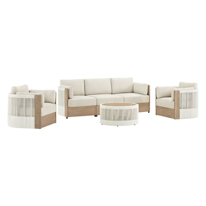 Clover Acacia Wood Rope Outdoor Modular Sofa Set