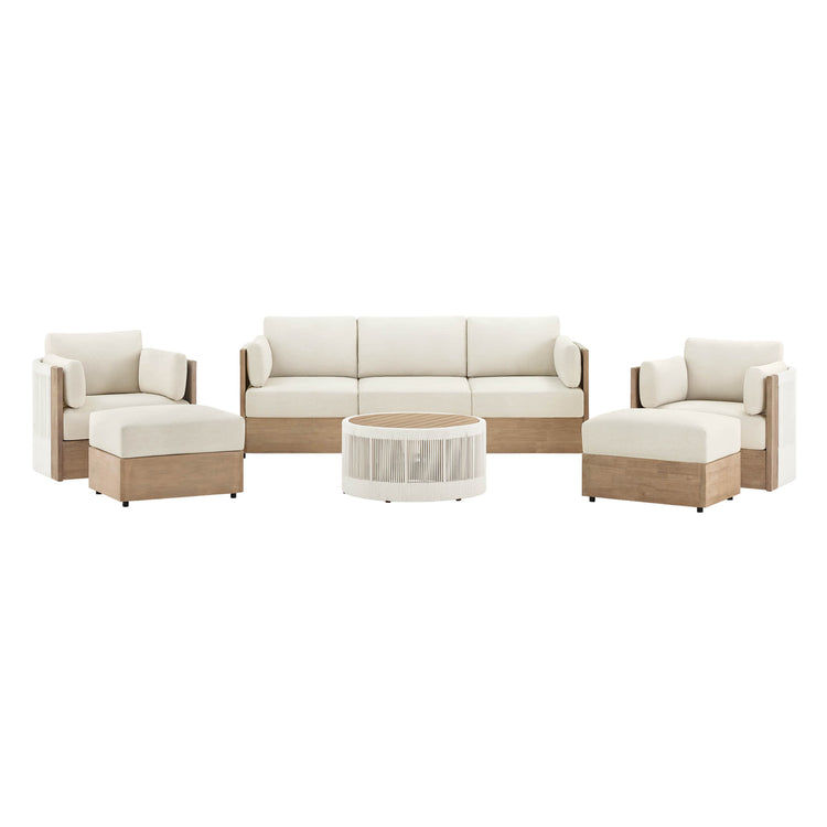 Clover Acacia Wood Rope Outdoor Modular Sofa Set