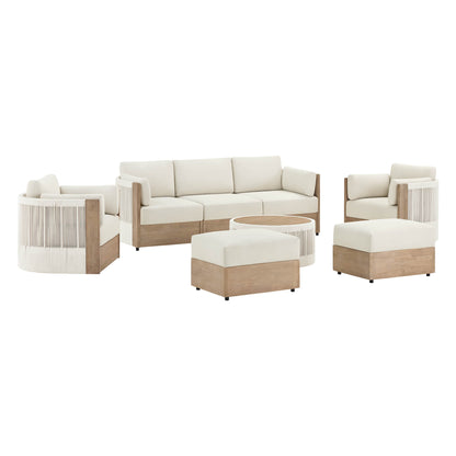 Clover Acacia Wood Rope Outdoor Modular Sofa Set