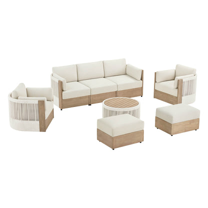 Clover Acacia Wood Rope Outdoor Modular Sofa Set
