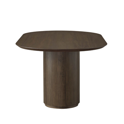 Coral Fluted Oval Wood Dining Table
