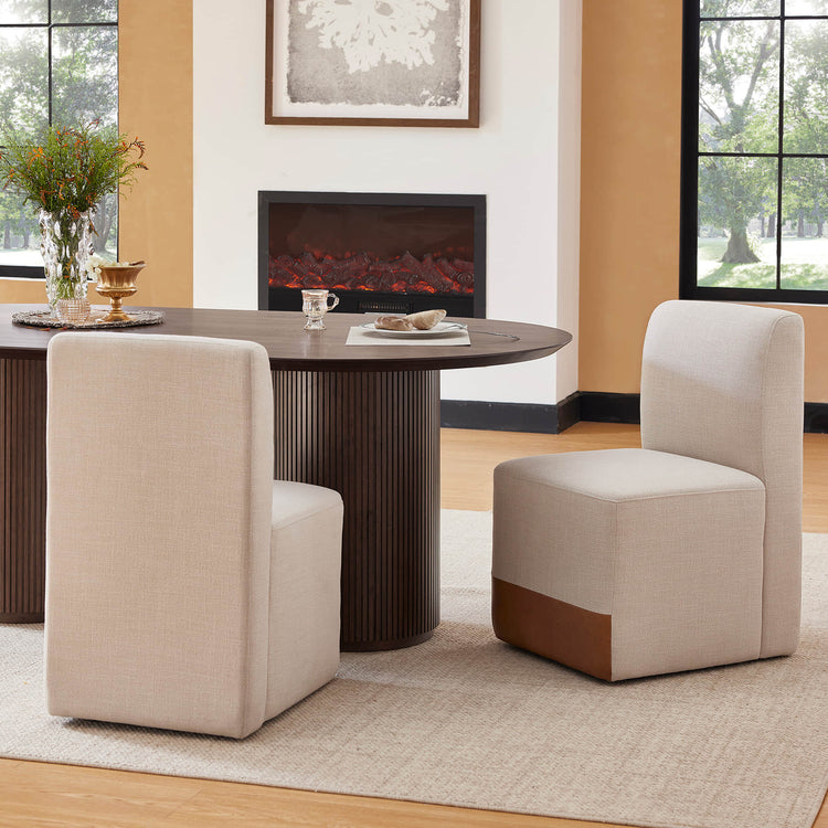 Coral Fluted Oval Wood Dining Table