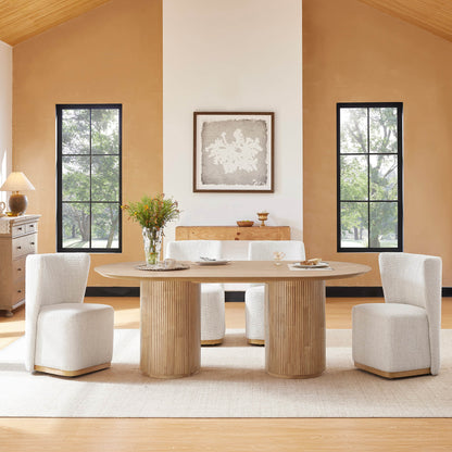 Coral Fluted Oval Wood Dining Table