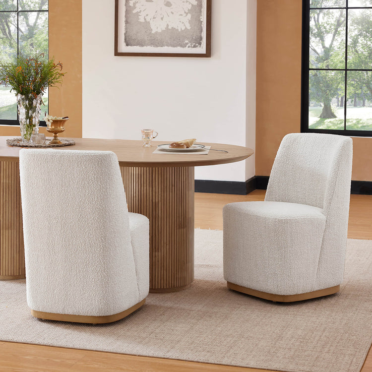 Coral Fluted Oval Wood Dining Table