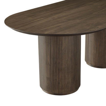 Coral Fluted Oval Wood Dining Table