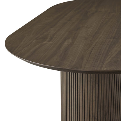 Coral Fluted Oval Wood Dining Table