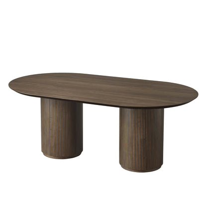 Coral Fluted Oval Wood Dining Table
