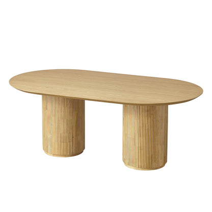 Coral Fluted Oval Wood Dining Table