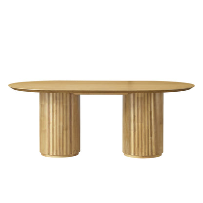 Coral Fluted Oval Wood Dining Table