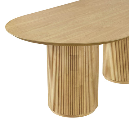 Coral Fluted Oval Wood Dining Table
