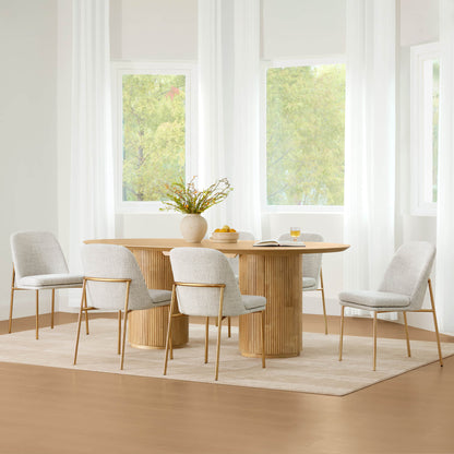 Coral Fluted Oval Wood Dining Table for 4