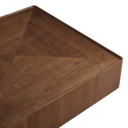 Vanessa Cube Solid Wood Storage Coffee Table with Two Drawers